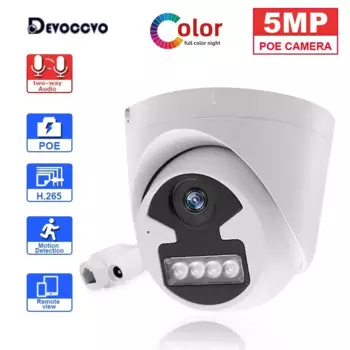 HD 5MP POE IP-камера Купольная 2-сторонняя аудиосистема внутреннего видеонаблюдения 4K Цветная камера ночного видения Умная домашняя камера безопасности POE