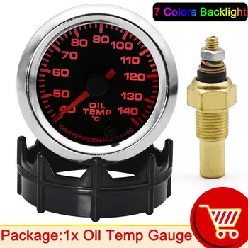 HD 7 цветов 52 мм цифровой измеритель температуры масла индикатор температуры масла для автомобиля 12 В 40-120 Датчик температуры охлаждающей жидкости 10 мм
