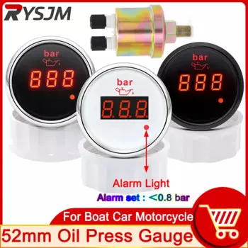 HD Универсальный бензиновый измеритель 52 мм Датчик давления масла с сигнализацией светильник 0-10 бар автомобильный масляный пресс Датчик 1/8 NPT для грузового судна