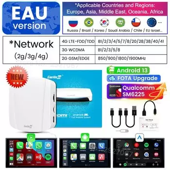 HDMI CarlinKit Android 13 CarPlay Ai Box SDM660 6225 Беспроводной CarPlay Android Auto Video TV Потоковое устройство для автомобиля OEM 8G + 128G