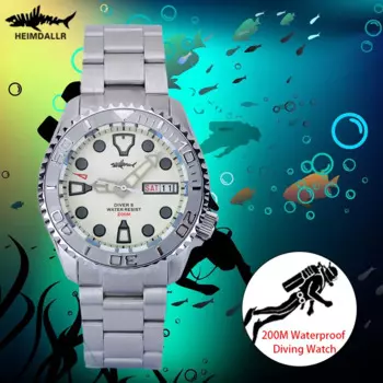 Heimdallr 42 мм наручные часы со светящимся циферблатом All-night SKX007 Steel Business Machinery NH36 Водонепроницаемые мужские часы с двойным календарем