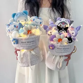 Hello Kitty Kuromi Cinnamoroll My Melody плюшевая кукла цветочный комплект игрушек подарочная сумка День святого Валентина Рождество девушка друг подарок кукла