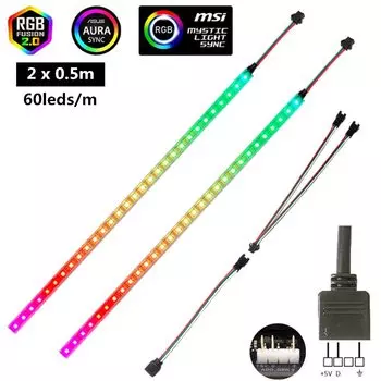 HERULED RGB адресная светодиодная лента 5В для компьютера