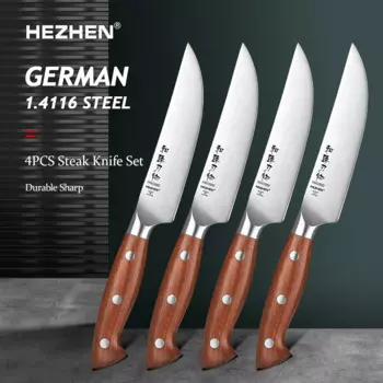 HEZHEN 1 шт./4 шт. набор кухонных ножей для стейка немецкий Din 1.4116 стальная красивая подарочная коробка ножей ручка из красного дерева острые инструменты