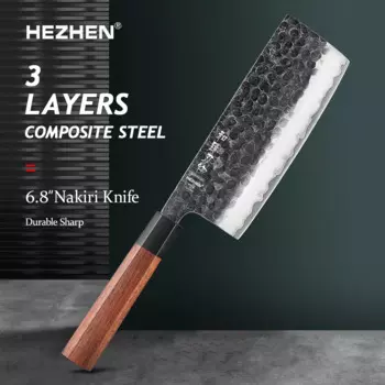 HEZHEN 5,5-дюймовый ножи накири 10Cr15CoMov композитный кухонный нож из нержавеющей стали в красивой подарочной коробке
