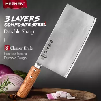 HEZHEN 8-дюймовый нож из нержавеющей стали, китайский высококачественный кухонный нож ручной работы, кухонные ножи шеф-повара, бритва, острый