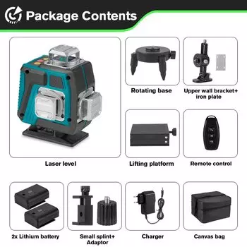 HGLINE 16-линейный 4D лазерный уровень, инструмент мощности, автоматический дисплей на 360 градусов Горизонтальный и вертикальный крестовый лазерный станок