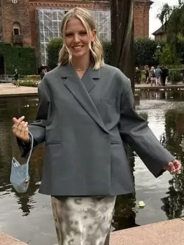 HH TRAF осенняя женская модная куртка с длинным рукавом и одной пуговицей с лацканами и карманами, женская повседневная однотонная куртка 3-цветного цвета, Mujer