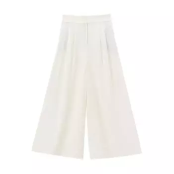 HH TRAF женские летние элегантные однотонные повседневные брюки на молнии с карманами и пуговицами, женские шикарные плиссированные уличные брюки с широкими штанинами для женщин