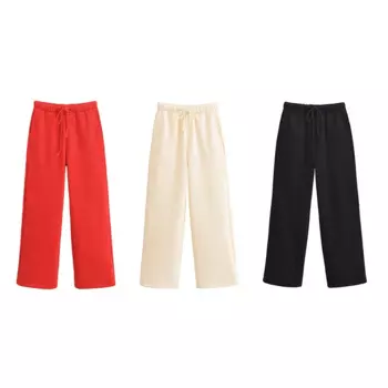 HH TRAF женские модные универсальные трехцветные бархатные прямые брюки с эластичной резинкой на талии женские элегантные повседневные брюки High Street