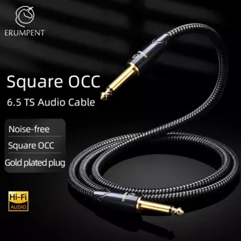 Hi-Fi аудиокабель 6,5 TS, высококачественный квадратный позолоченный штекер OCC, без шума для усилителя, CD-проигрывателя, аудиокабель для гитары 6,5 мм TS