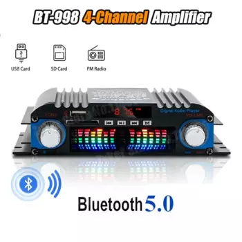 Hi-Fi усилитель звука, 4-канальный цифровой аудиоусилитель Bluetooth, 1600 Вт, пиковая мощность, караоке-плеер, FM-радио, поддержка дистанционного управления