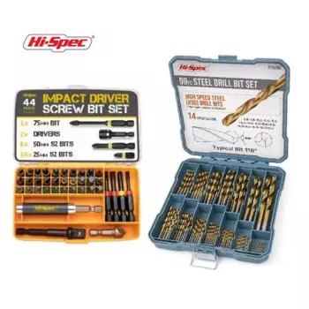 Hi-Spec 44/99/130 шт. набор титановых сверл кобальтовые спиральные сверла метрический набор с прямым хвостовиком набор сверл по металлу из нержавеющей стали