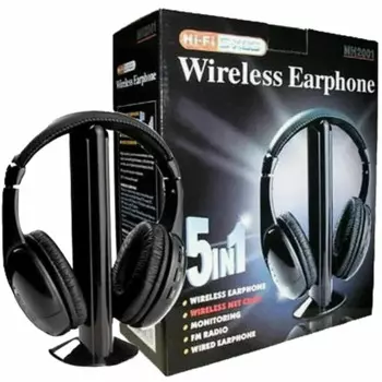 Гарнитуры 5 в 1, беспроводные наушники HIFI, ТВ/компьютер, FM-радио, наушники с микрофоном, беспроводной приемник MH2001
