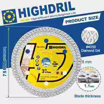 HIGHDRIL, 1 шт. X сетка, 3 дюйма, 75 мм, мини-пильный диск, плитка, плитка, керамический фарфор, гранит, круглая керамическая посуда, турбо