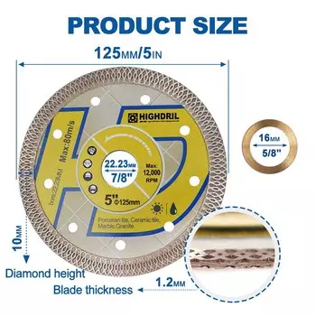 HIGHDRIL Алмазные диски для пил 75/85/105/115 мм