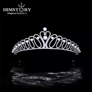 Himstory элегантность день рождения Лебедь жемчуг принцесса Циркон Корона невесты свадебные тиары головной убор для девочек Свадебная вечеринка аксессуары для волос