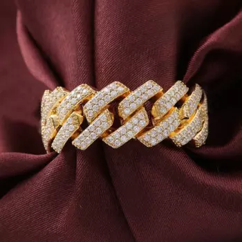 Хип-хоп 9K золото D цветной Муассанит кубинское звено кольцо для мужчин и женщин Майами ледяной Мосан бриллиант обручальное кольцо пройти тестер