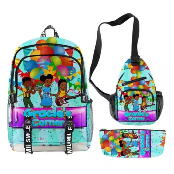Хип-хоп популярный забавный Gracies Corner 3D принт 3 шт./компл. школьные сумки для студентов многофункциональный дорожный рюкзак нагрудная сумка пенал