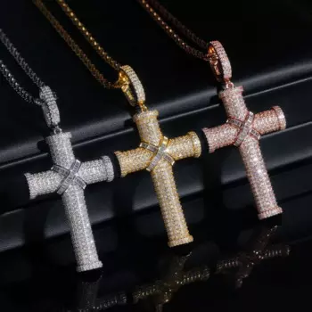 Хип-хоп Iced Out Муассанит Крест Подвеска Стерлинговое Серебро 925 пробы Позолоченный 18 К Месан Алмазный Подвеска Пройти Тестер Оптовая Продажа