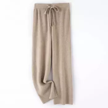 Хит продаж, трикотажные женские широкие брюки из 100% шерсти, удобные и мягкие, осенние и зимние длинные женские широкие брюки.