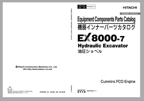 Hitachi Mining Excavator EX 2022 2,99 ГБ PDF-каталог запчастей, каталог деталей двигателя DVD
