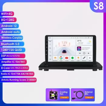 Hizpo 8 + 128 ГБ Android 13 Автомобильный радиоприемник Мультимедиа для Volvo XC90 2004-2014 AI Голосовое управление Навигация GPS Беспроводной Carplay 2din 4G