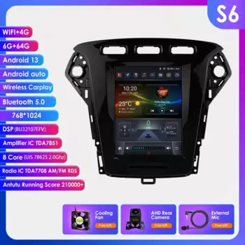 Hizpo 9,7 "Android автомобильный радиоприемник для Ford Mondeo Mk4 Galaxy A/C 2011-2013 для Tesla Style мультимедийный видеоплеер 2Din GPS Carplay