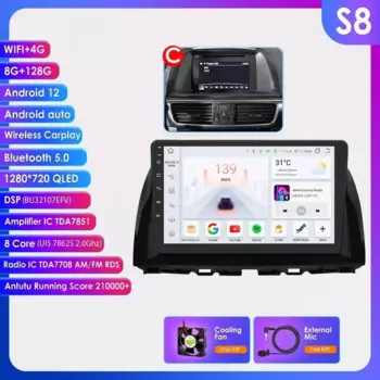 Hizpo Android 13 Автомобильный мультимедийный плеер для Mazda CX5 CX-5 CX 5 2012-2015 Авторадио 10,1-дюймовый стерео видеоплеер GPS-навигация DSP