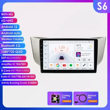 Hizpo Автомобильный радиоприемник Android13 QLED для Lexus RX300 RX330 RX350 RX400H II 2 Toyota Harrier XU30 Стереоплеер Навигация Авто Carplay