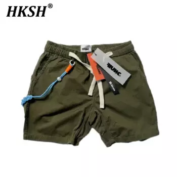 HKSH 2024 Весна Лето Новые мужские модные панковские Шорты повседневные 3D карманы на шнурке Ретро Прямые хлопковые Капри шикарные брюки HK1593