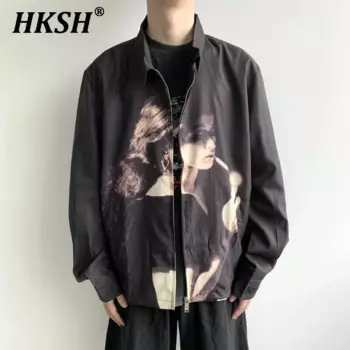 HKSH весна-лето новые тонкие уличные куртки Европейская и американская винтажная модная свободная Ретро трендовая портретная печать шикарная HK0132