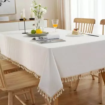 Хлопковая белая скатерть