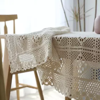 Хлопковая кружевная скатерть