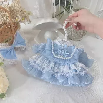 Хлопковая одежда для куклы 20 см, голубое платье для куклы 40 см, 50-55 см, реборн