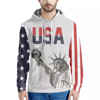 Хлопковые Толстовки 2022, новый стиль, Повседневная мода, принт статуи Свободы, мужские красные толстовки, пуловеры с круглым вырезом, Мужская толстовка унисекс