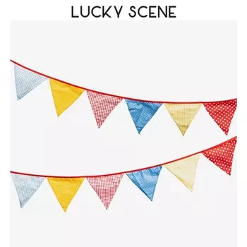 Хлопковые вымпелы Lucky Scene серые и розовые