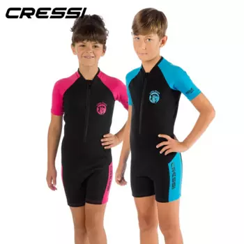 Хохлатый гидрокостюм Cressi для мальчиков и девочек, неопреновый комплект для плавания с маленькой акулой, 2 мм, сохраняет тепло
