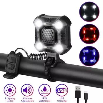 Hollarm Велосипедная сигнализация с фонарем IPX6 140 дБ