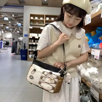 Холщовая сумка-мессенджер для женщин, универсальная летняя японская Милая Студенческая маленькая сумочка ins girl, простая нишевая сумка на плечо