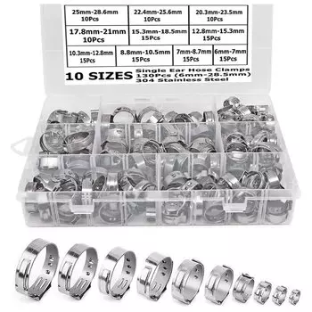 Хомуты для шланга XMSJ, нержавеющая сталь, 130 шт.