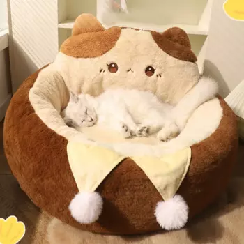 HOOPET диван для кошек и собак, круглая кровать для кошек, матрас, зимняя теплая подушка для глубокого сна, мягкий домик для кошек и собак, гнездо, аксессуары для домашних животных