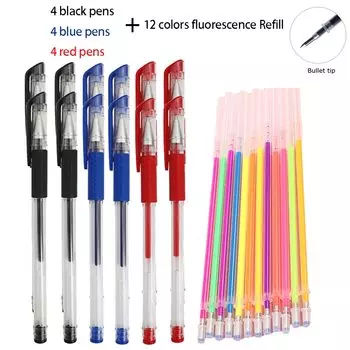 Hopk гелевые ручки 12/100 шт., черные, синие, красные, 0,5 мм