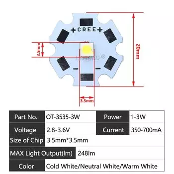 HotRed 3535 3w xpe led светодиоды 10 шт.