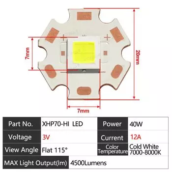 HotRed XHP70-HI LED лампа 40Вт холодного белого света