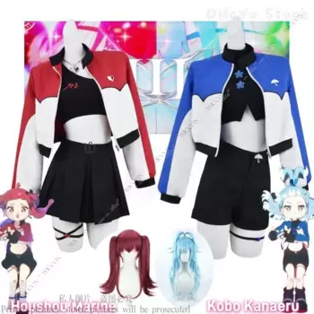 Houshou Marine Hololive Kobo Kanaeru Косплей Костюм Парик Синий Красный Женщина Мужчина Взрослый Дети VTuber Хэллоуин Ежедневный Наряд Вечеринка