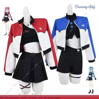 Houshou Marine Hololive Kobo Kanaeru Косплей Костюм Парик Синий Красный Женщина Мужчина Взрослый Дети VTuber Хэллоуин Ежедневный Наряд Вечеринка