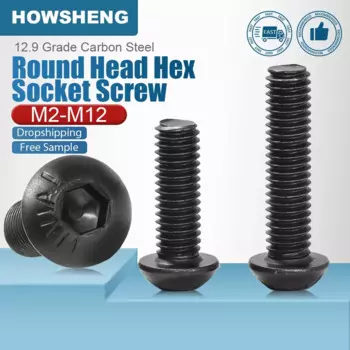 HOWSHENG Винты с шестигранной головкой и круглой головкой из углеродистой стали черные