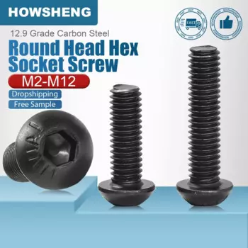 HOWSHENG Винты с шестигранной головкой и круглой головкой из углеродистой стали черные