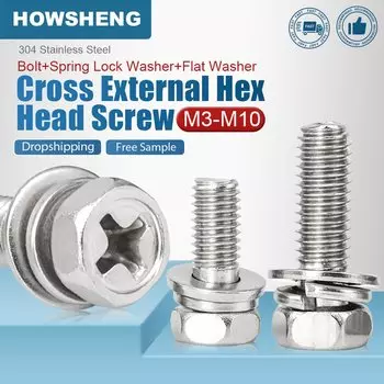 HOWSHENG Комбинированные винты из нержавеющей стали M3 M4 M5 M6 M8